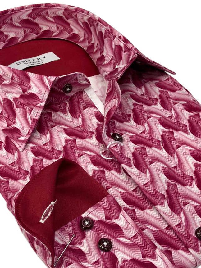 DMITRY Italian Maroon Cotton Men's Long Sleeve Shirt for wholesale by DMITRY Ties
