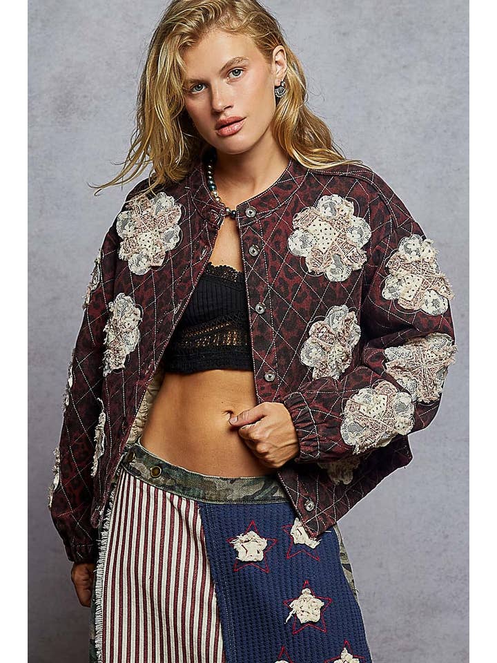 Pol Clothing - Wholesale Jacket - Women's - Mock neck balloon sleeve oversized fit quilted Jacket15