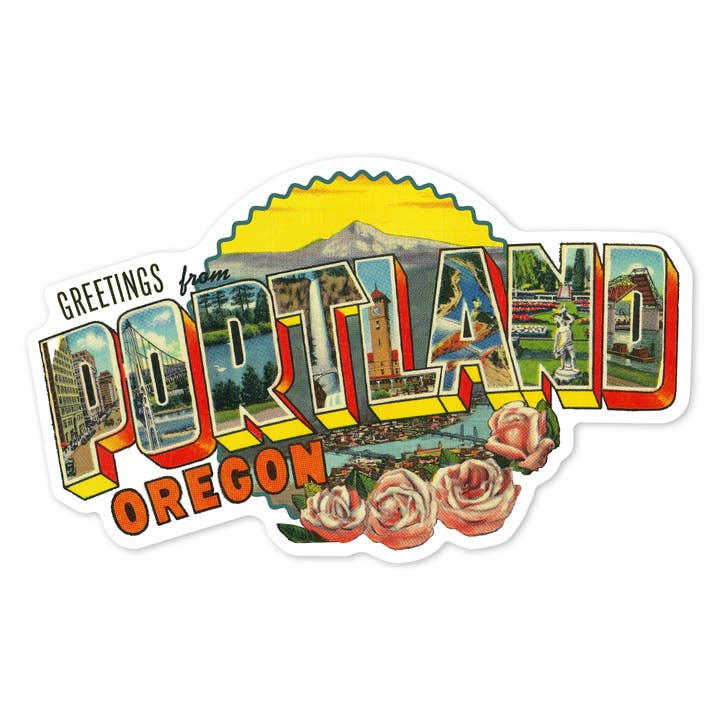STICKER Greetings from Portland, Oregon, , Vintage Artwork for wholesale by Lantern Press