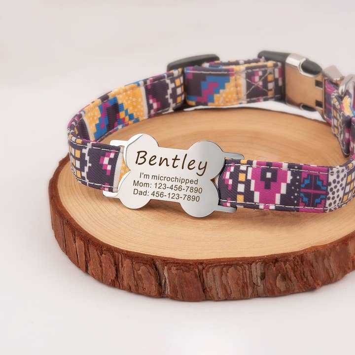 Anavia - Wholesale Pet Collar - Dog - Custom Bone Silent Slide- On Collar Pet Tag for Dogs