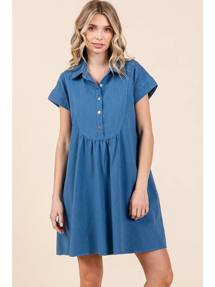 mittoshop – Engroshandel Kjole - Dame – TWILL KORTÆRMET MINIKJOLE MED KRAVE6