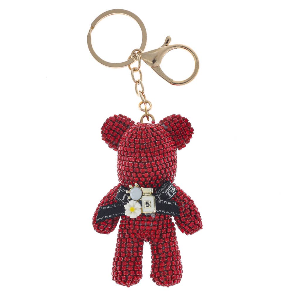 JOIA ACCESSORIES - Wholesale Keychain - Women's - RHINESTONE BEAR BAG CHARM KEYCHAIN, LVKL 1351
