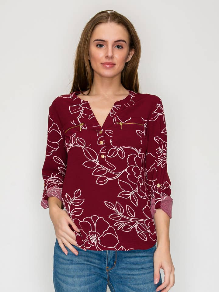 Henley Necked Blouse for wholesale by DNA Couture