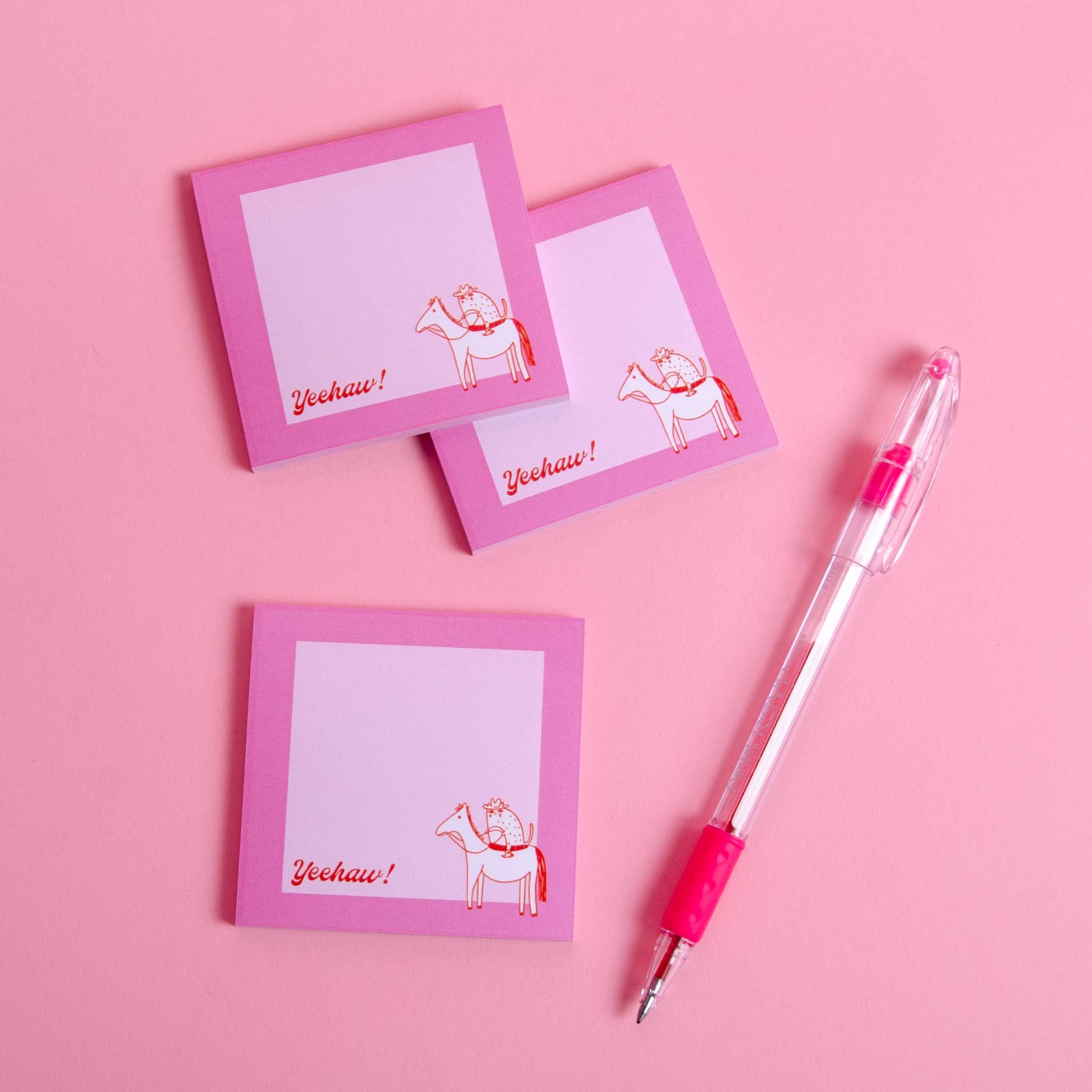 Yikes Design - Wholesale Sticky Notes - "Yeehaw" Cowboy Cat Sticky Notes Memo Pad 3x3"1