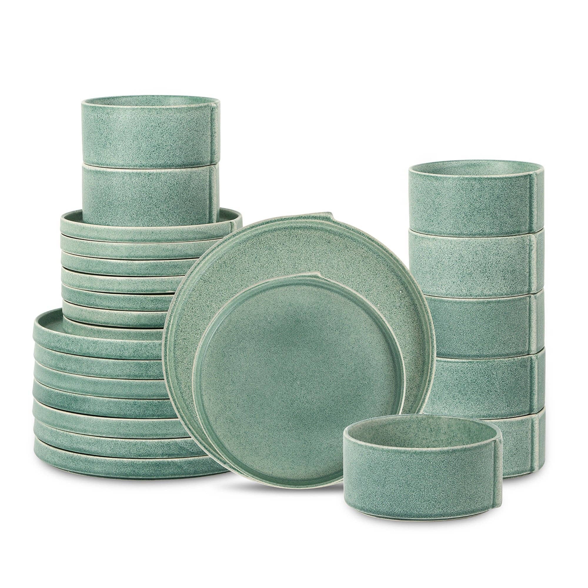Stone  Lain - Wholesale Dinnerware Set - Bao Stoneware Dinnerware Set - Green2