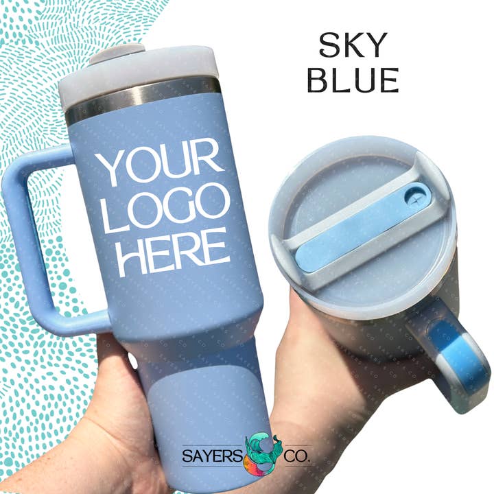Sayers & Co. - Wholesale Insulated Mug/Tumbler - CUSTOM DECAL LOGO- 40 oz Double Walled Screw Matte Tumbler14