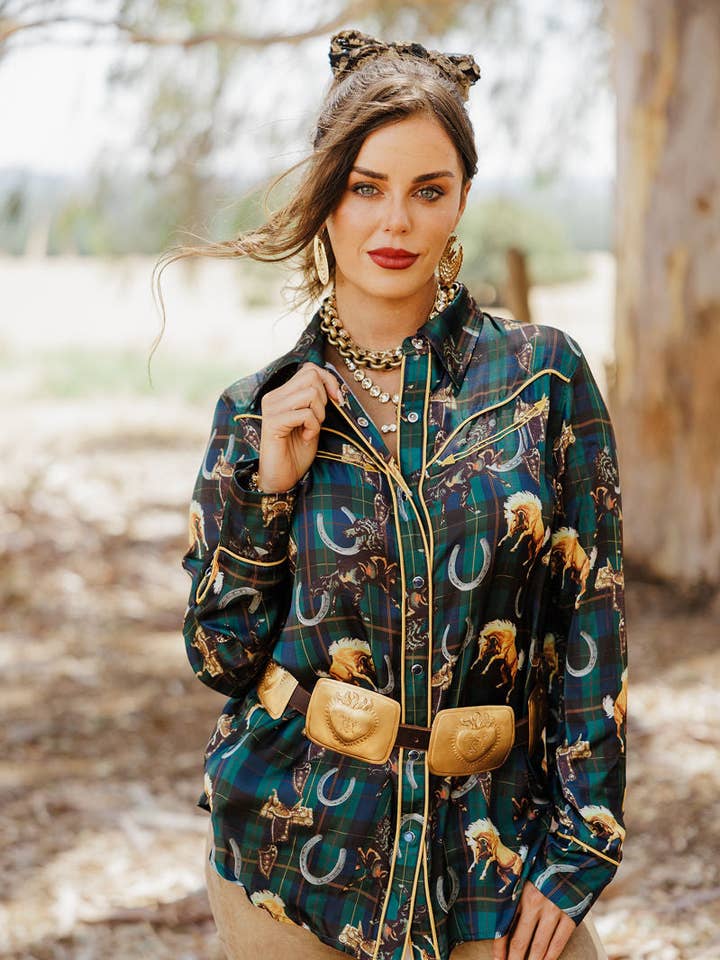 Lucky Plaid Pony Buck Button Up and other Purchase Wholesale western button up. Free Returns & Net 60 Terms on Faire trending on Faire.