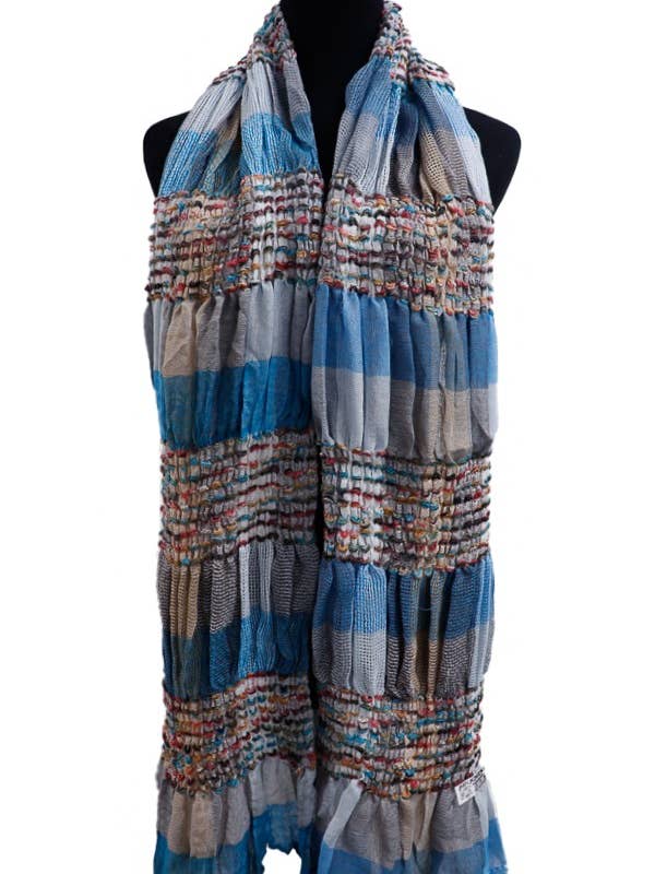 Sciarpe arricciate con volant a righe audaci invecchiate per la vendita all'ingrosso da parte di Cap Zone