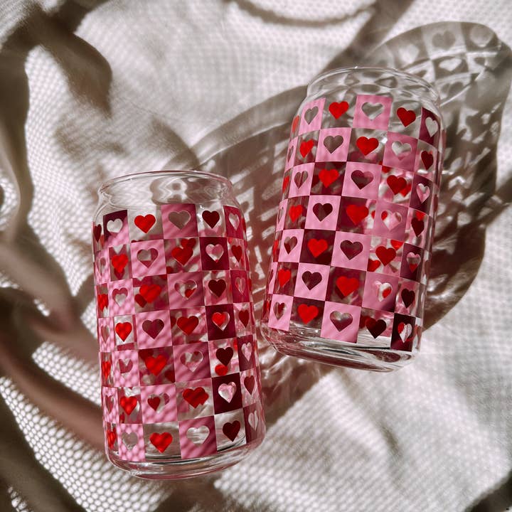 Cutout Hearts Glass Cup for wholesale by amarieacreates