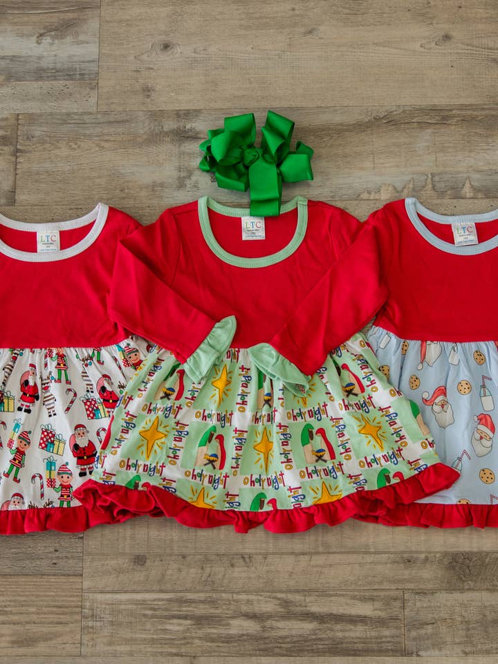 Love That Cotton - Vendita all'ingrosso Vestito - Bambini - Abito natalizio a maniche lunghe per bambina - Oh Holy Night1