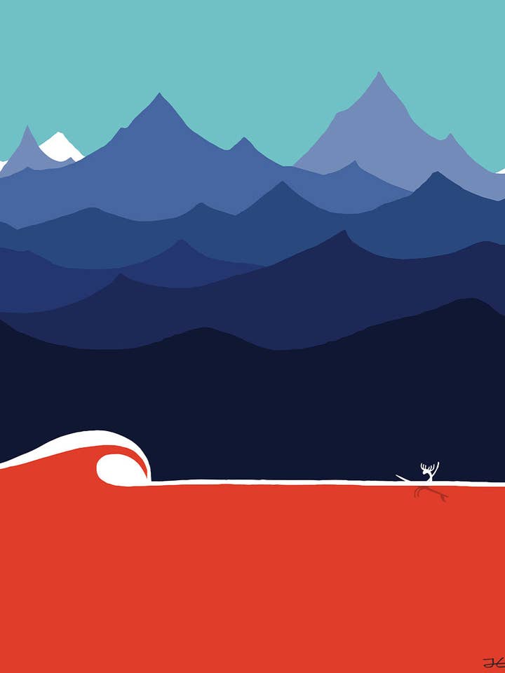 L'orignal et la vague - Impression encadrée pour la vente par Jonas Claesson