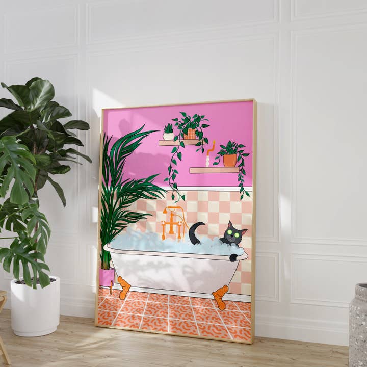Bathtime Illustrated Print for wholesale by Laura Frances Heitzman