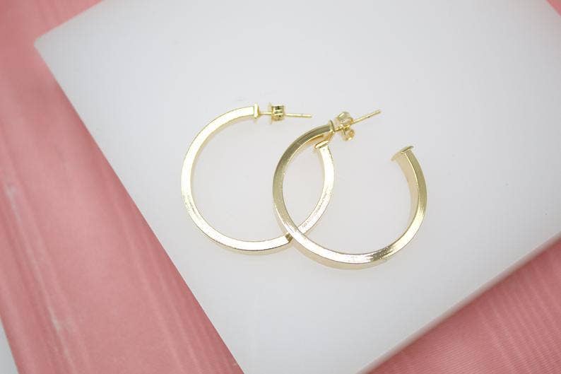 MIA Jewelry - Vente Créoles - Créoles plates à créoles remplies d'or 18 carats4