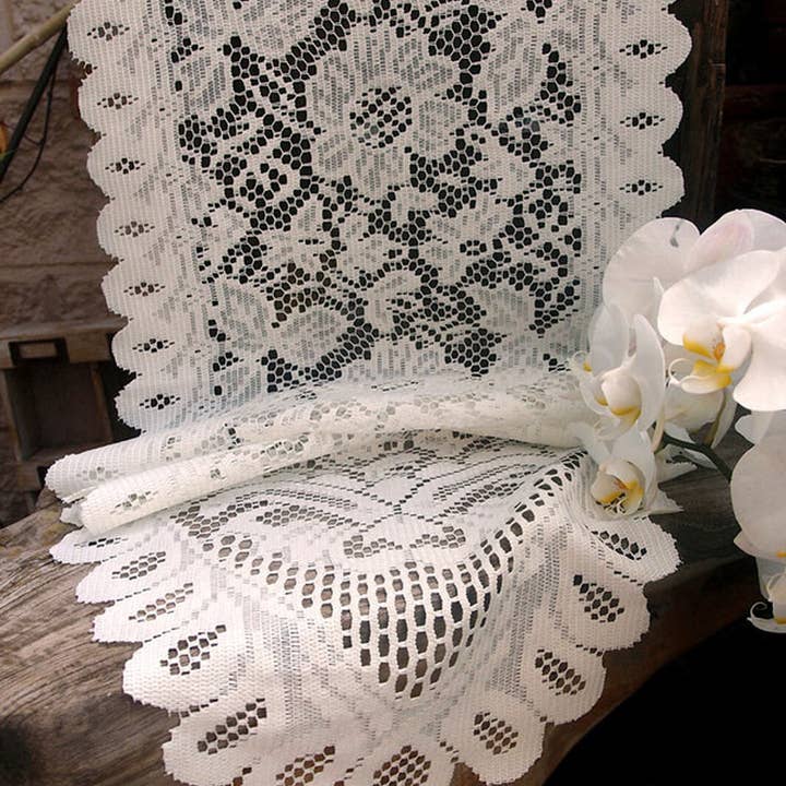 Packaging Decor - Wholesale Table Runner - Lace Table Runner Off-white 13" wide 120" long