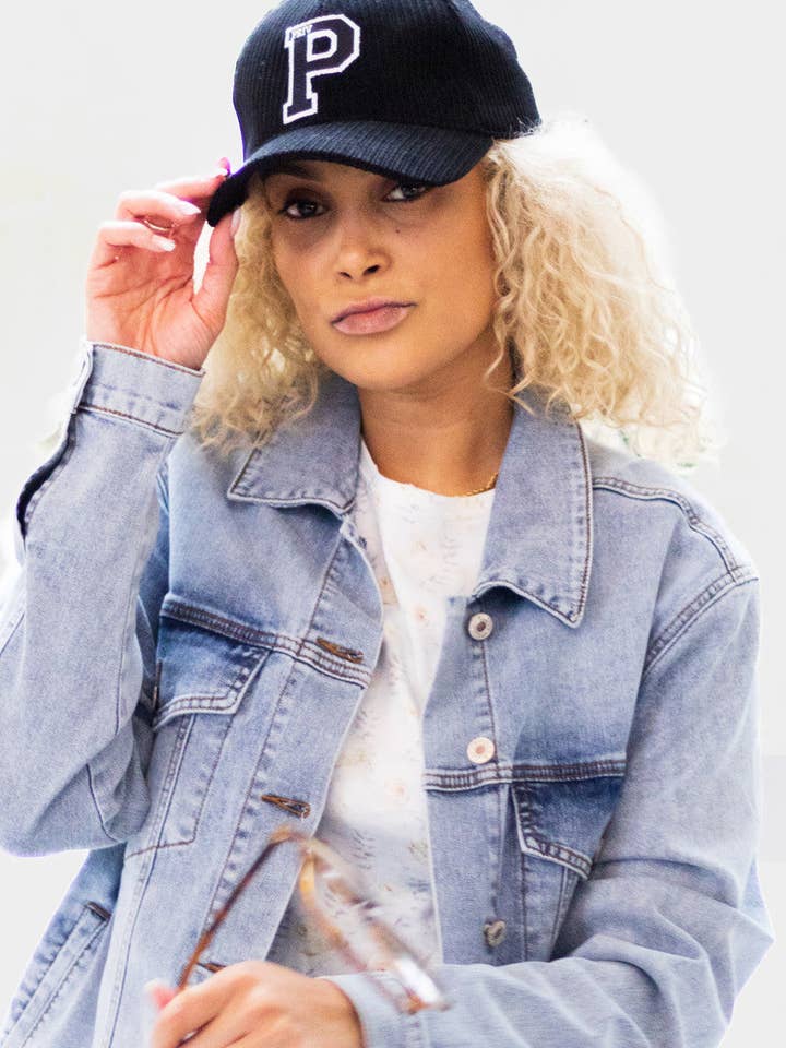 Signature PRIV Corduroy Snap Back Hat in Black for wholesale by PRIV Collections