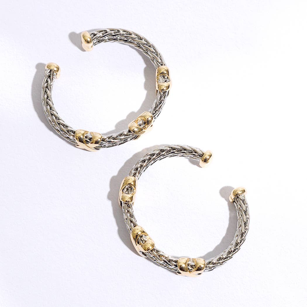 MULTI Braided Two Row Two Toned Bangle Bracelet for wholesale on Faire3