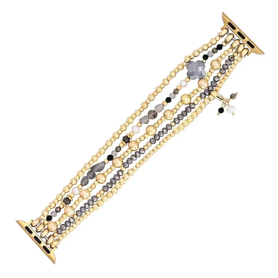 Free Spirit Shop - Wholesale Watch Band/Strap - Women's - Gray Crystal Beaded Apple Watch Band with Clover Charm3