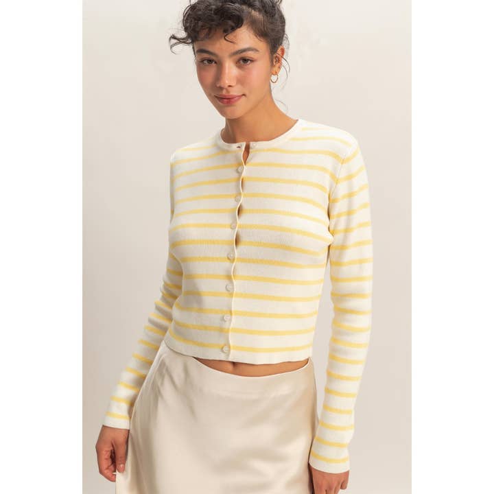 Striped Button-Up Cardigan for wholesale by Double Zero