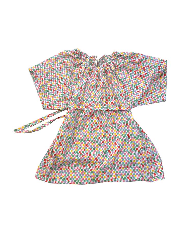 Rhonda Summer Dress in Gingham Faces | Gathered neckline for wholesale by My Little Belleville