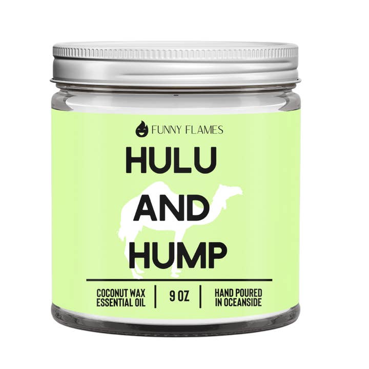 Hulu and Hump Candle- 9 oz Candle for wholesale by Funny Flames Candle Co - Les Creme