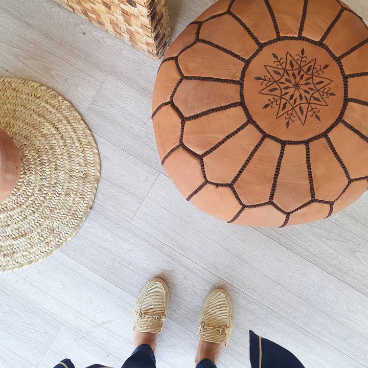 DarKech - Vendita all'ingrosso Pouf - Incredibile pouf rotondo Pouf in pelle marocchina5