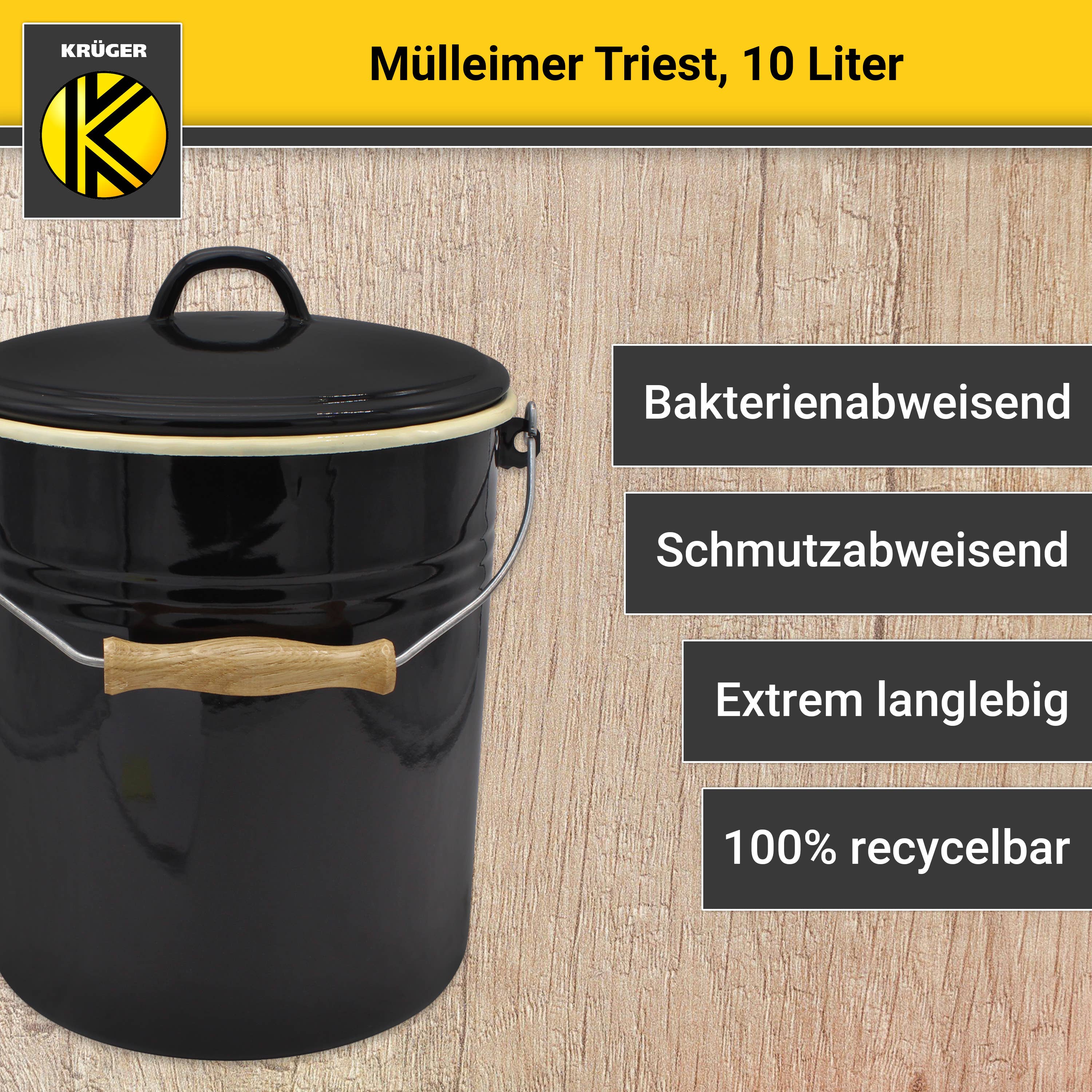 Karl Krüger - Wholesale Trashcan/Trash Bin - Karl Krüger Trieste enamel trash can, 10 liters3
