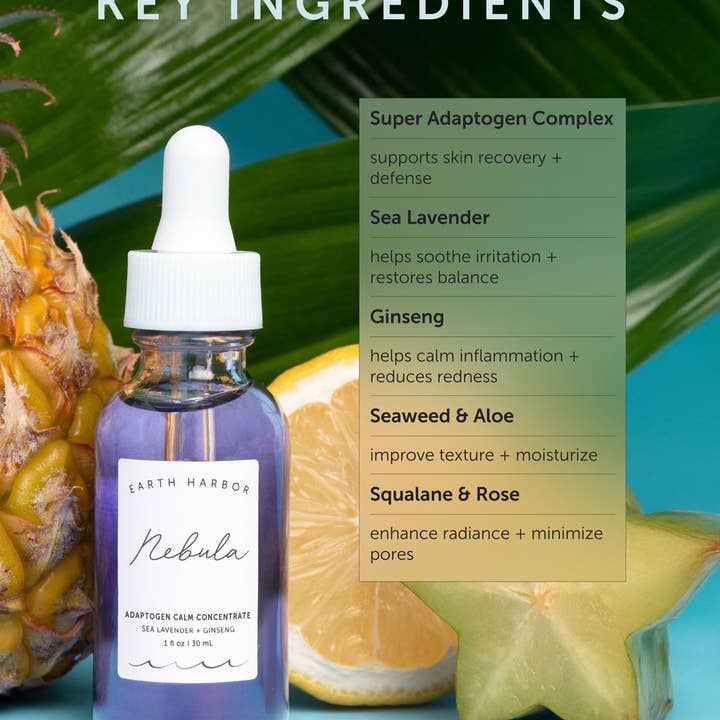 Earth Harbor Naturals - Wholesale Facial Serum/Concentrate - NEBULA Adaptogen Calm Concentrate: Sea Lavender + Ginseng1