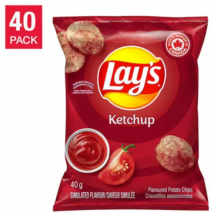 Lay's Ketchup Chips 40 g x40 for wholesale by Echo Sales Canada