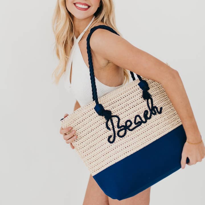 Bolsa de Praia Beach Bum em Rafía por atacado de Pretty Simple