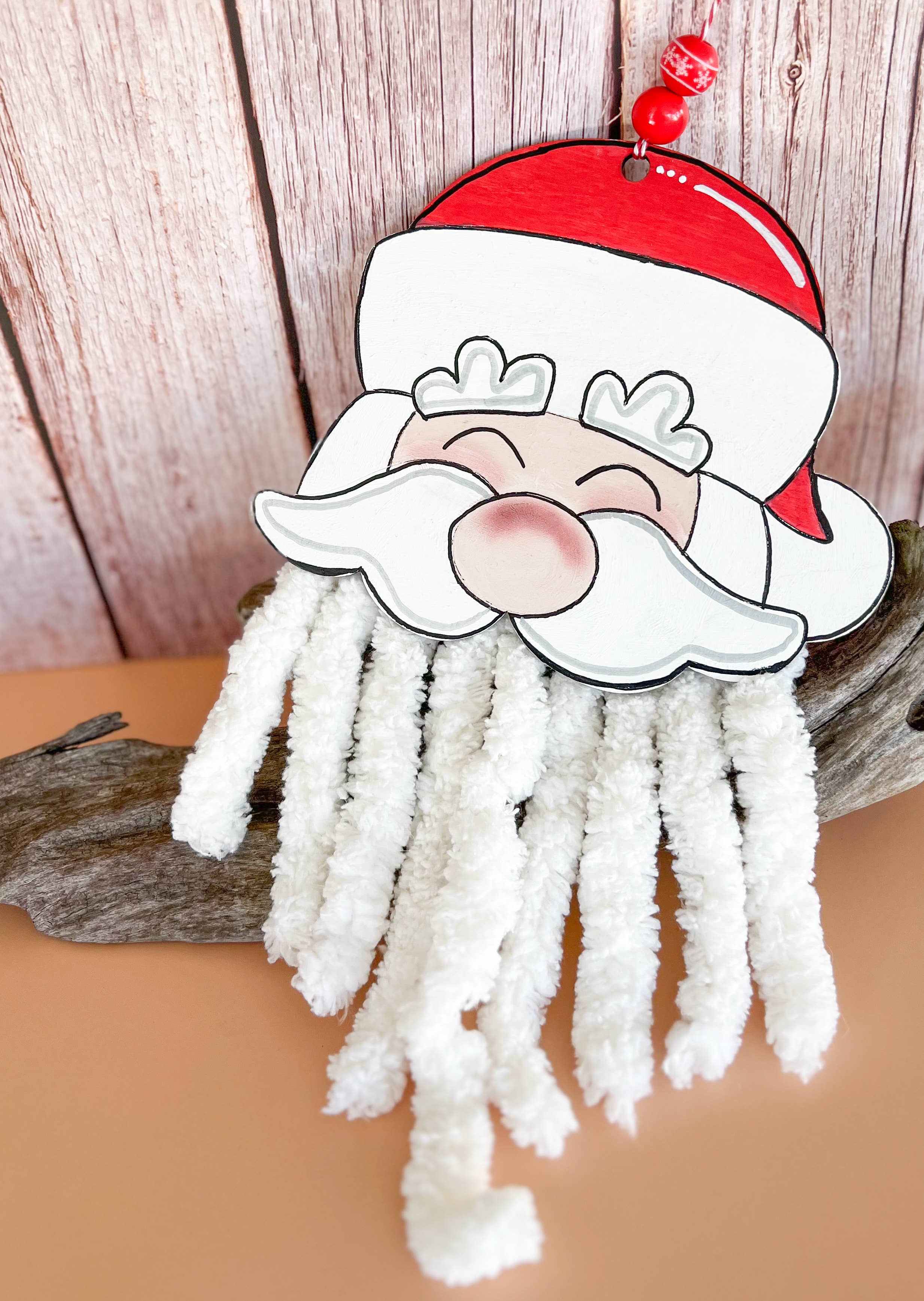 OBX Prep - Vendita all'ingrosso Decorazione - Ornamento di Natale dipinto a mano di Babbo Natale con barba soffice1