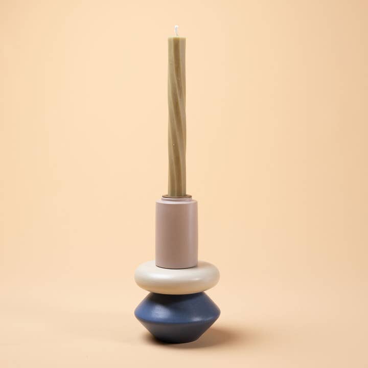 Combo candle holder DISTINTA + natural candle for wholesale by mudismood