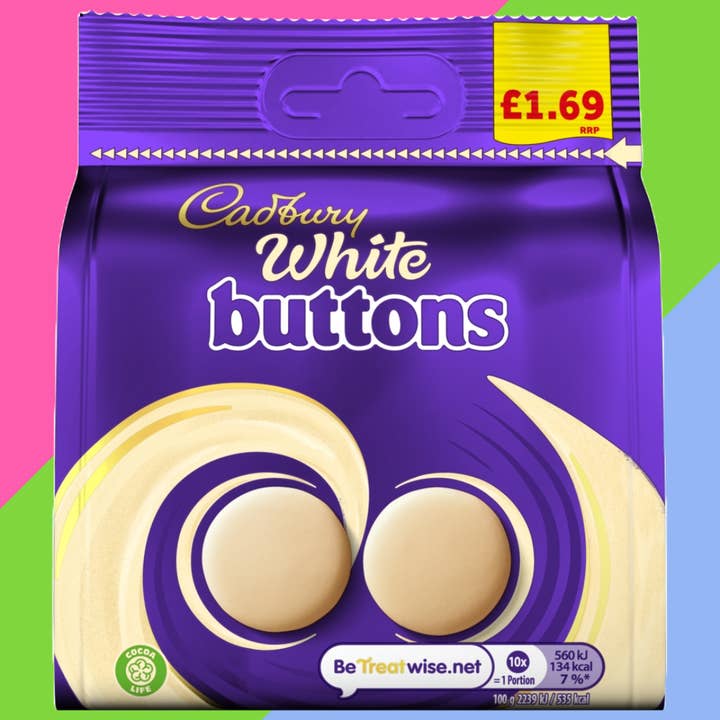 Gaffney's Sweets & Treats Wholesale - Wholesale Chocolate - Cadbury White Buttons Chocolate Bag 10x85g £1.69 PMP