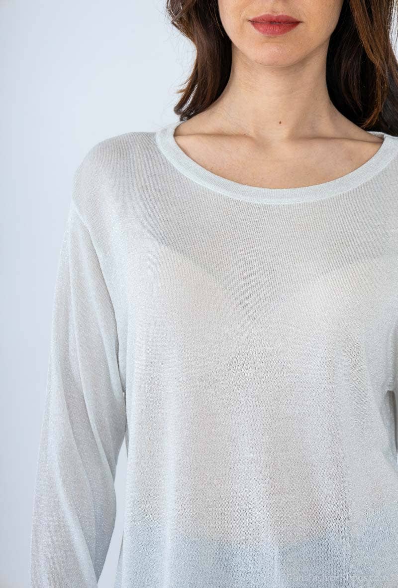 Attrait Paris – Engroshandel Strikket top - Dame – Lurex mesh top med lange ærmer11