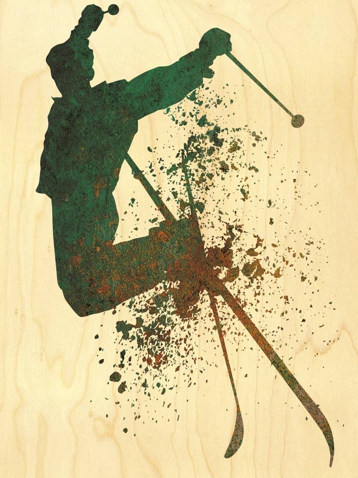 HOUTEN ANSICHTKAART SKIËN SILHOUET SKIËN HELIKOPTER voor wholesale door Hironwoods