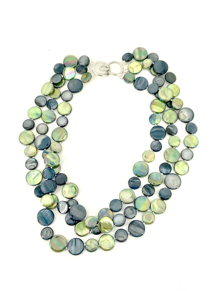 252017 - Svart och Lime 3 Strand MOP Halsband för wholesale av Sea Lily