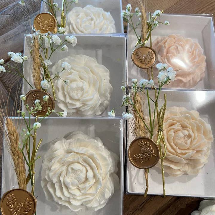 Handmade Peony Candles, Flower Candle, Handmade Soy Candle for wholesale by Naturally Gifted