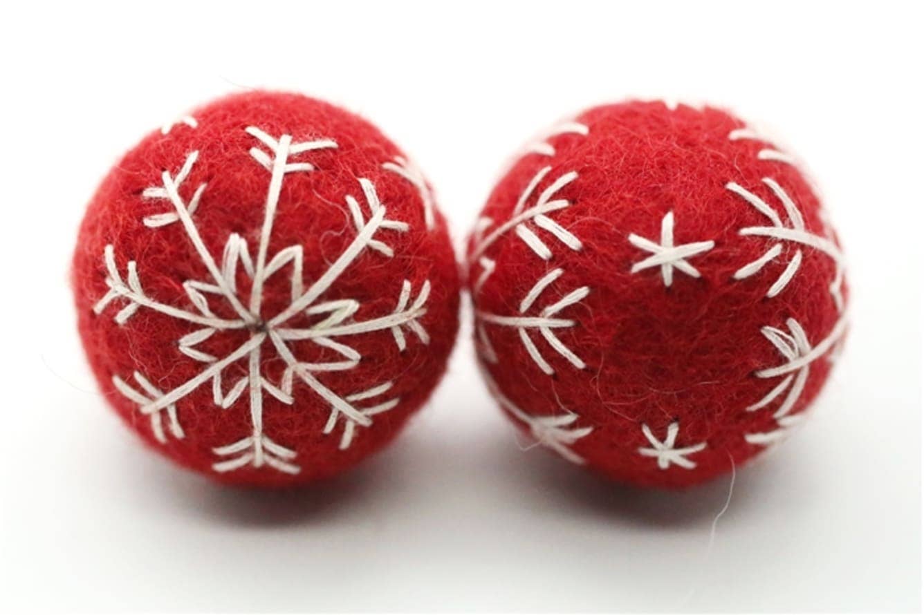 The Felt Pod - Vendita all'ingrosso Set di decorazioni  - Palla di Natale in feltro ricamata con fiocco di neve5