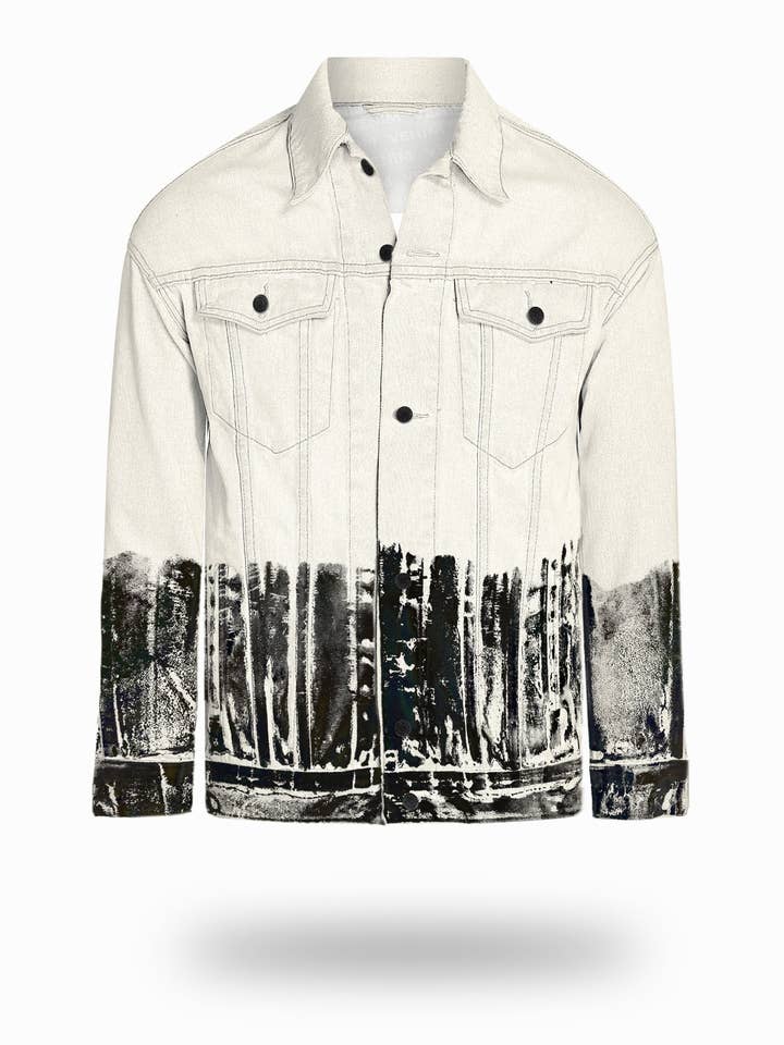 Jaqueta jeans esbranquiçada mais longa com folha de óleo da meia-noite por atacado de VENIM