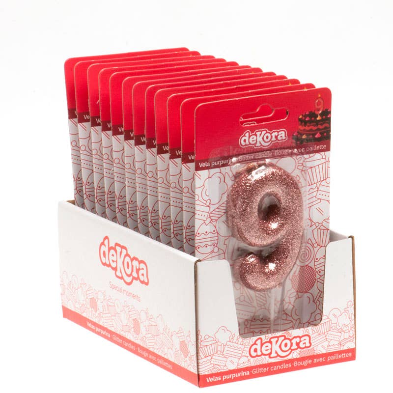 Birthday candle for cakes with pink glitter for wholesale on Faire27