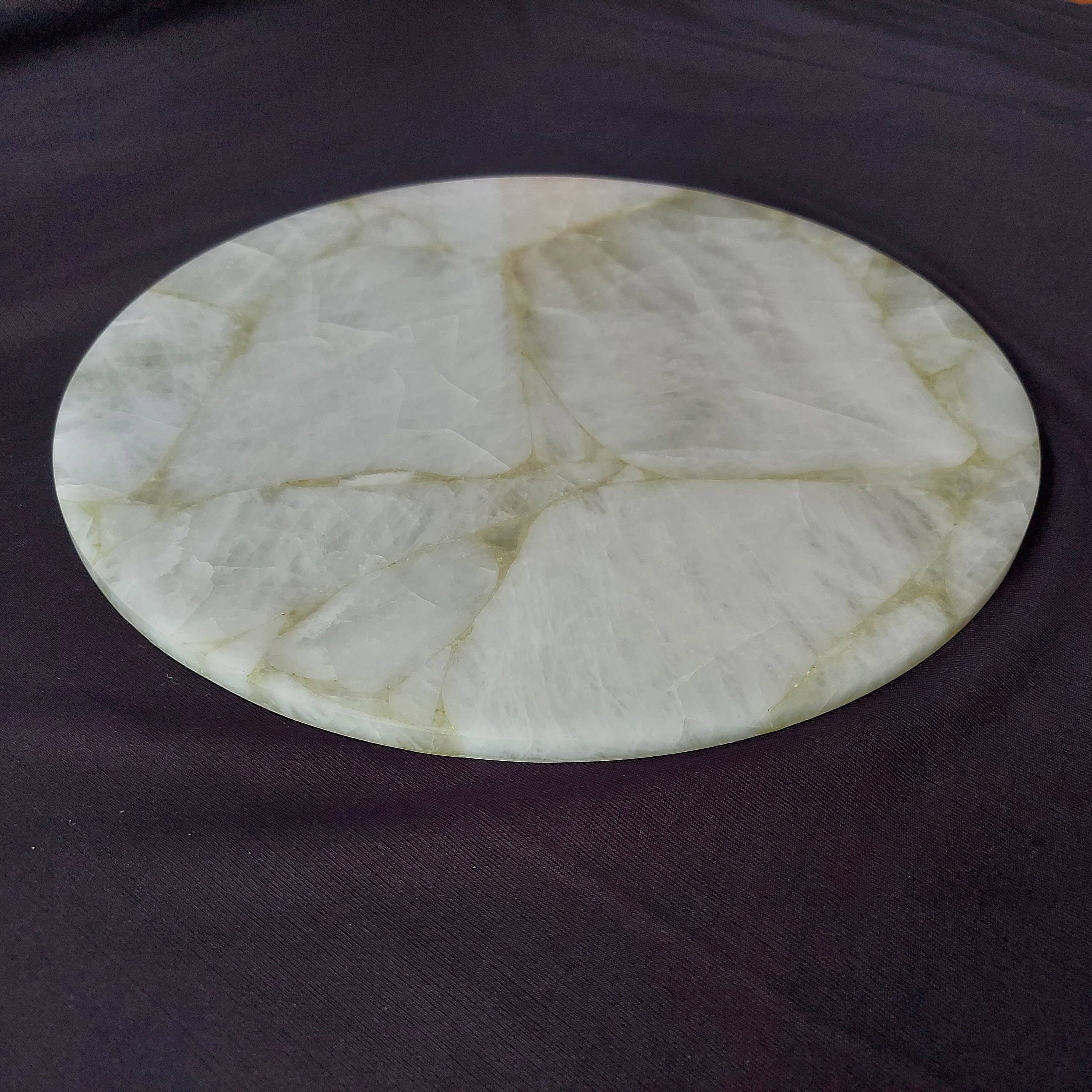 Serein Wellness - Wholesale Decoratief dienblad - dienblad van kristalagaat, 14" rond natuurlijk kristalkwartskartbord0