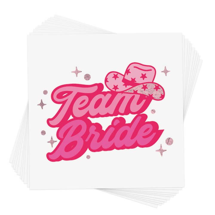 Flash Tattoos - Venta al por mayor Tatuajes temporales - YEEHAW TEAM BRIDE | Tatuajes temporales metálicos de despedida de soltera
