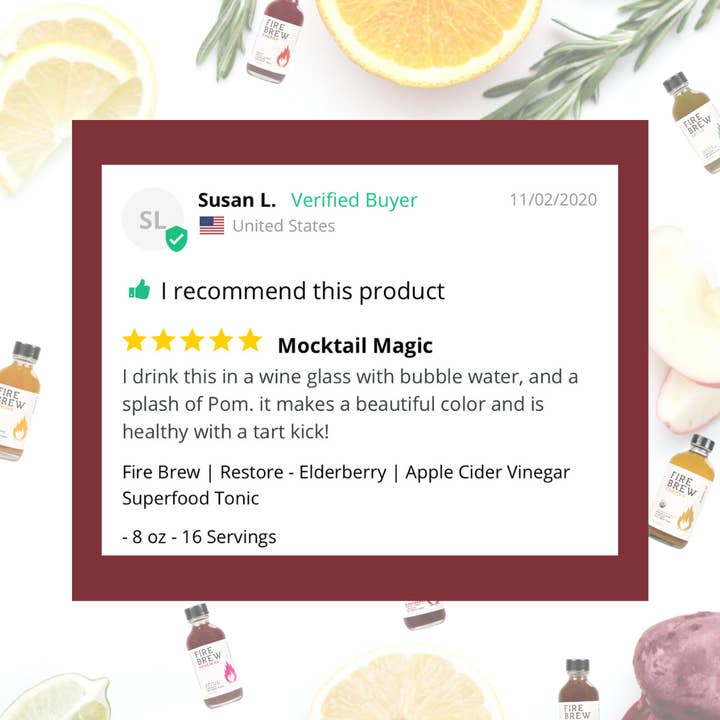 Fire Brew - Wholesale Wellness Juice/Tonic - Elderberry IMMUNE Apple Cider Vinegar Fire Cider - 8 oz8