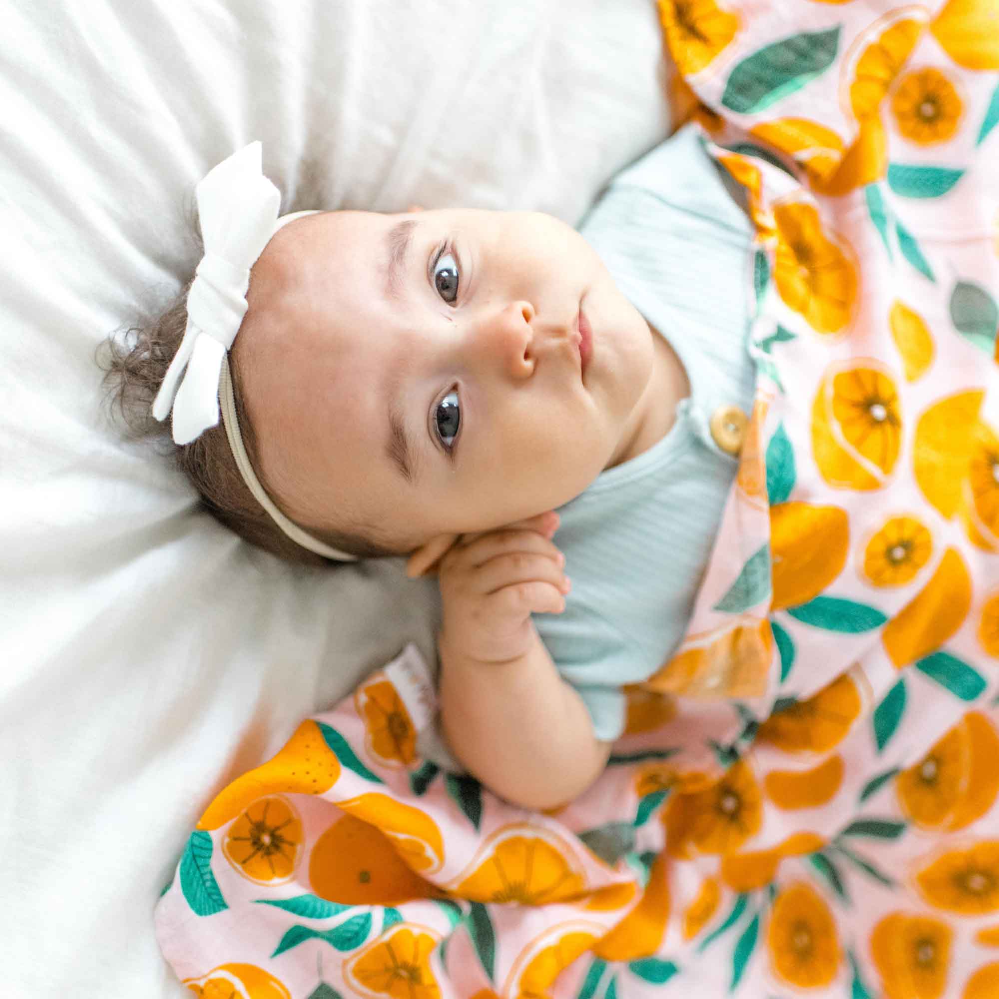 Dolly Lana - Wholesale Swaddle - Baby - Bamboo Muslin Swaddle - Sliced Oranges2