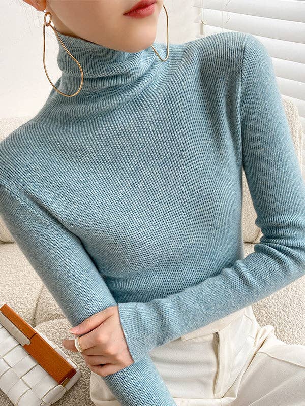 StyleGalX - Wholesale Knit Sweater - Women's - Simple Skinny Long Sleeves Solid Color Sweater Tops8