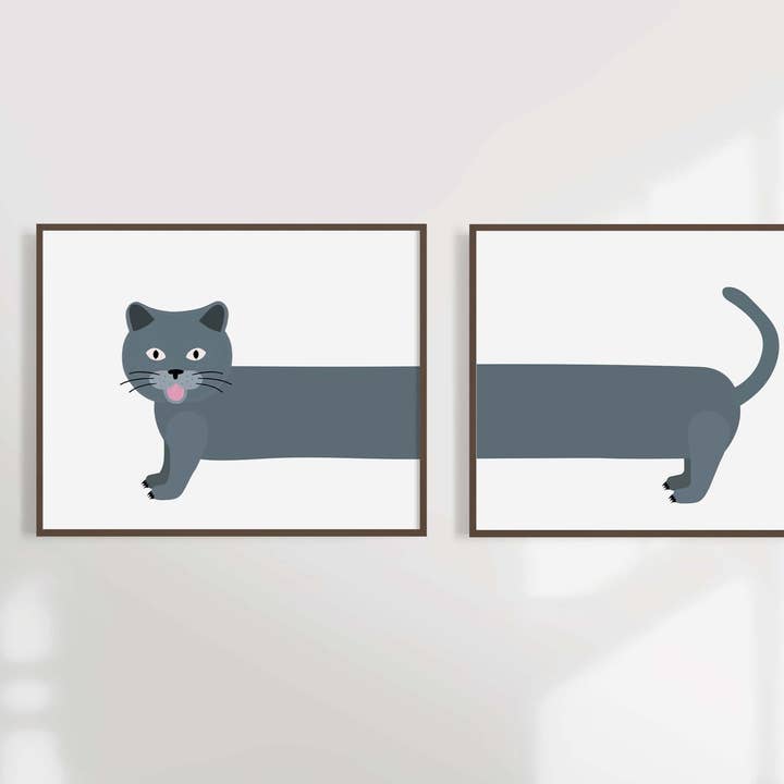 "Dark Cat" Art Print (A4 Diptych) for wholesale by Thomas Gravereau