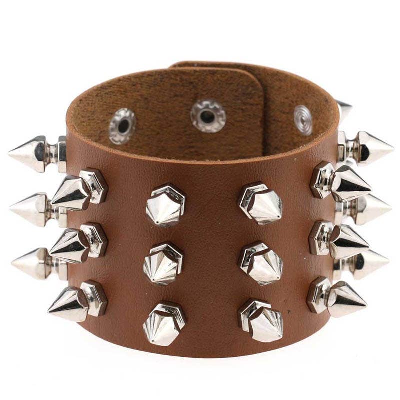 SALINA TRADING INC - Wholesale Bangle Bracelet - Gothic Punk Stud PU Bracelet7