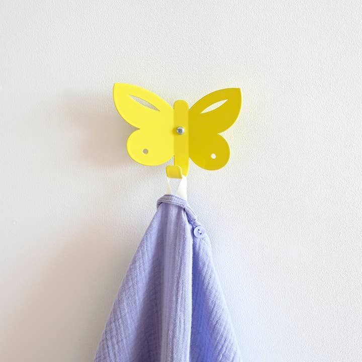 Kids Wall Hook Butterfly Yellow for wholesale by Marnelly
