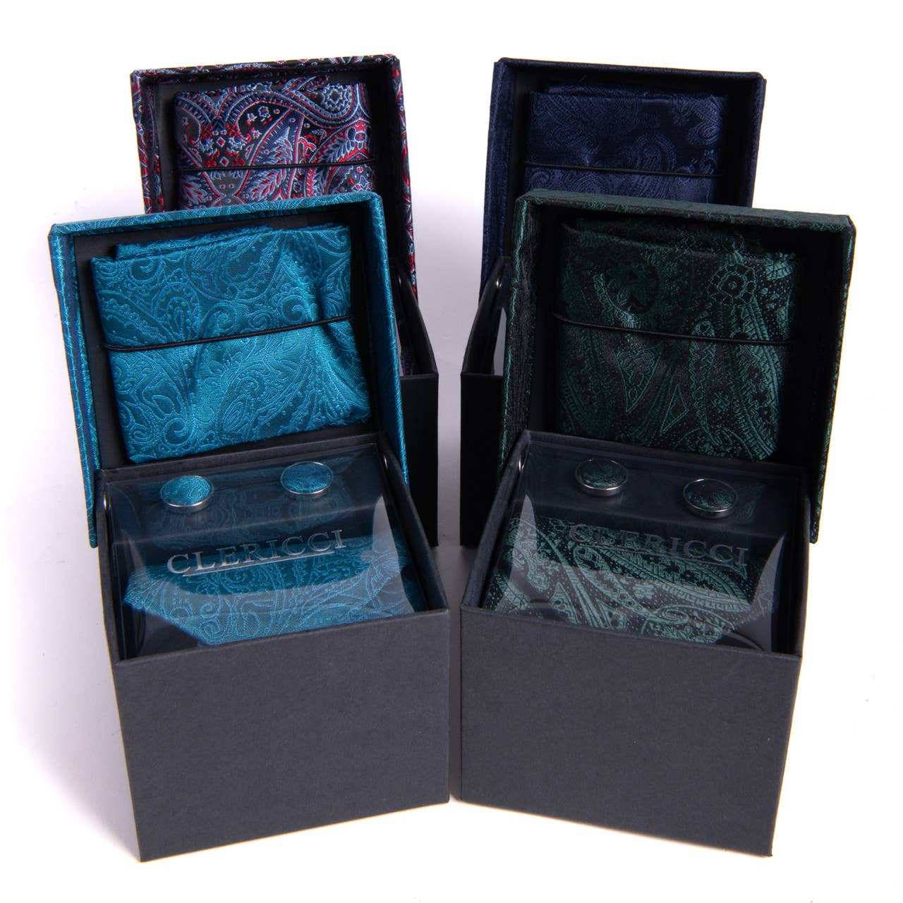 Selini New York - Wholesale Suit Set - Men's - 12pc Paisley Poly Woven Tie, Hanky & Cufflink Set5