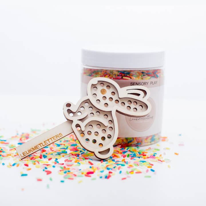 Sikt med påskkanin - träleksak för sensorisk lek för wholesale av Leukmetletters