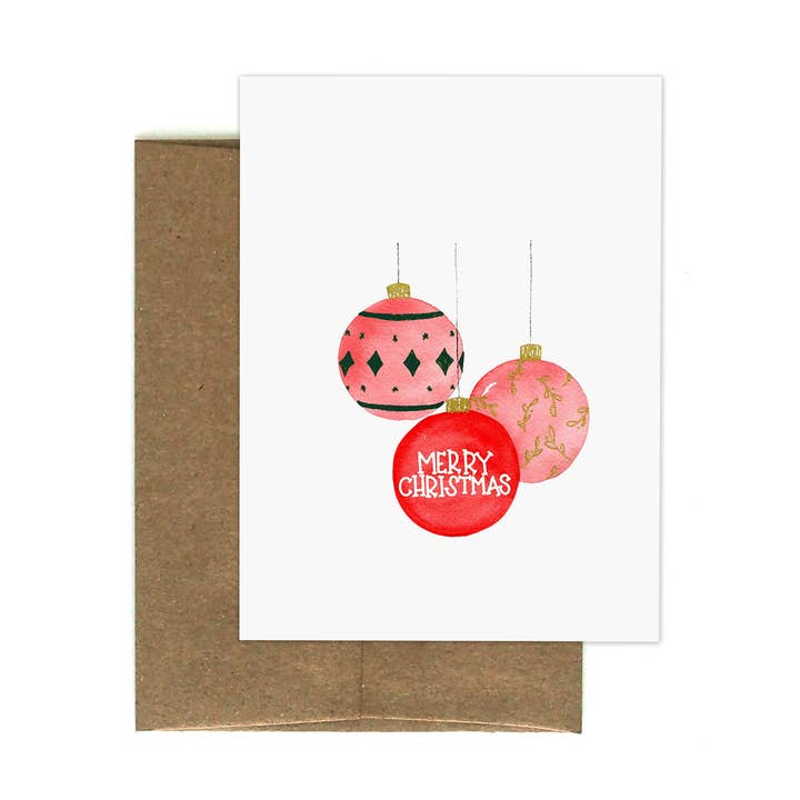 Tarjeta de felicitación con adornos navideños para venta al por mayor de Hello Neighbor Art